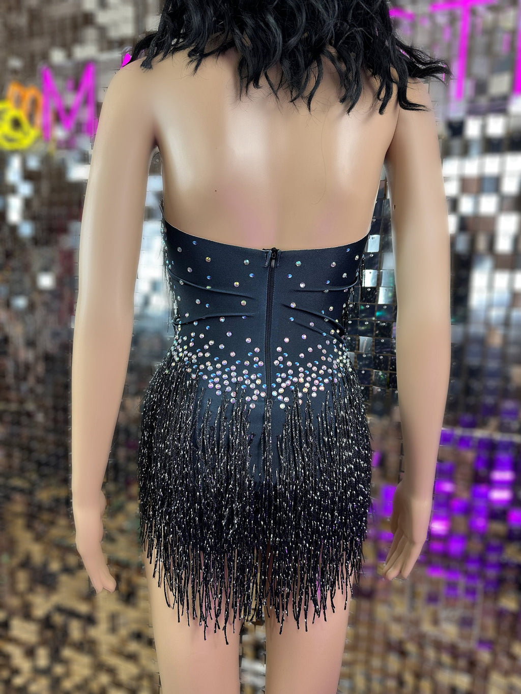 Taylor Black Rhinestone Bodysuit | Black Tassel Festival, Stage &amp; Cabaret Leotard – Manifestie