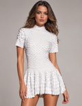 Helen White Sequin Mini Dress | Metallic Mermaid Seashell Bridal Festival & Party Outfit – Manifestie